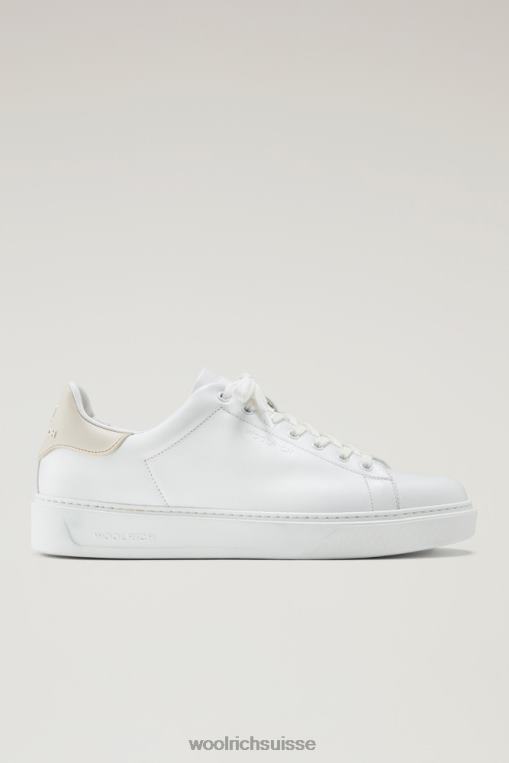baskets classiques en cuir avec détails contrastés blanc beige chaussure Hommes Woolrich 2FX2J561