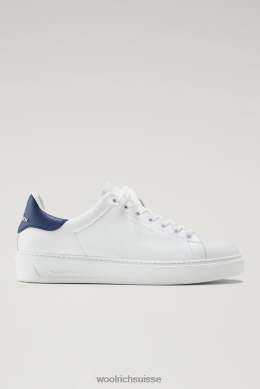 baskets classiques en cuir avec détails contrastés blanc bleu chaussure Hommes Woolrich 2FX2J378