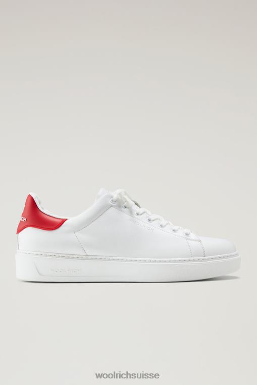 baskets classiques en cuir avec détails contrastés blanc vert chaussure Hommes Woolrich 2FX2J550
