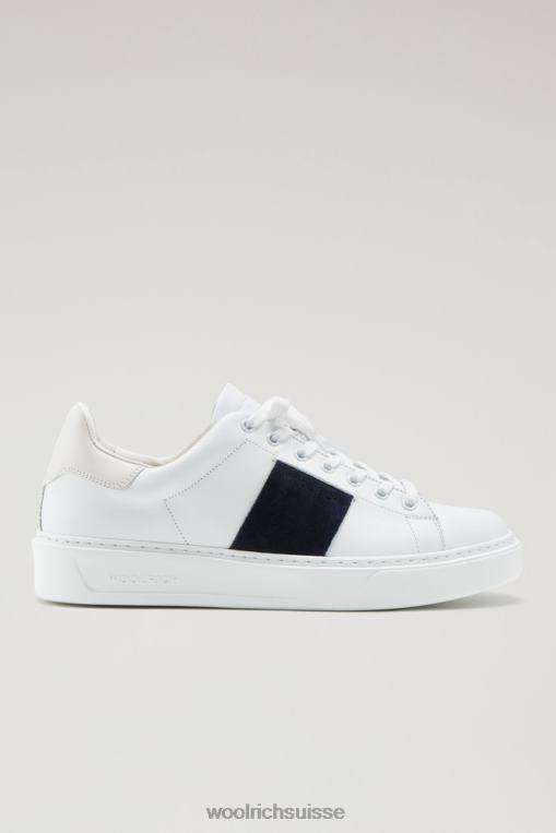 baskets classiques en cuir souple avec bande latérale en daim contrasté indaco blanc chaussure Hommes Woolrich 2FX2J784