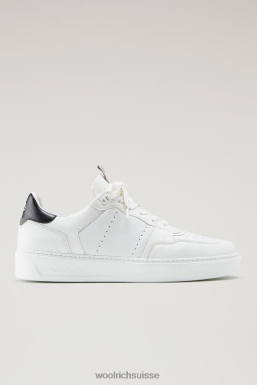 baskets classiques en cuir souple blanc noir chaussure Hommes Woolrich 2FX2J631