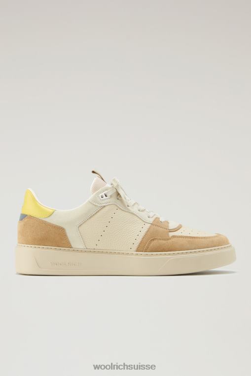 baskets classiques en cuir souple et daim jaune nu chaussure Hommes Woolrich 2FX2J623