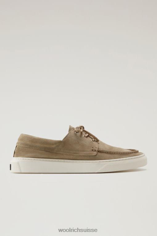 chaussures bateau en cuir suédé beige chaussure Hommes Woolrich 2FX2J380