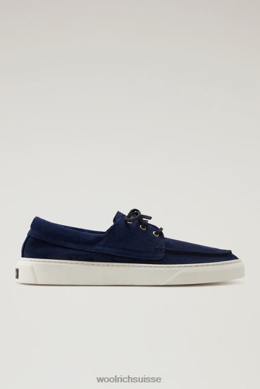 chaussures bateau en cuir suédé bleu chaussure Hommes Woolrich 2FX2J514