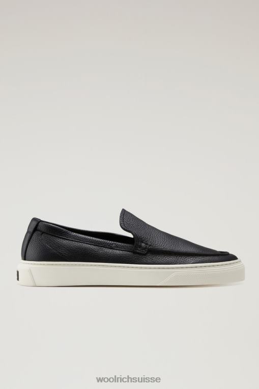 mocassins à enfiler en cuir noir chaussure Hommes Woolrich 2FX2J609