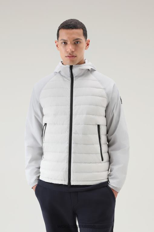 veste hybride en nylon froissé avec devant et capuche matelassés roche lunaire vêtements Hommes Woolrich 2FX2J501