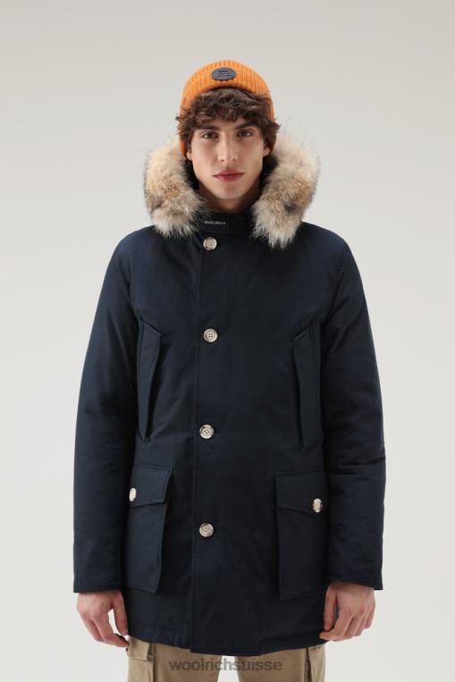 parka arctique en tissu ramar avec bordure en fourrure amovible bleu melton vêtements Hommes Woolrich 2FX2J842