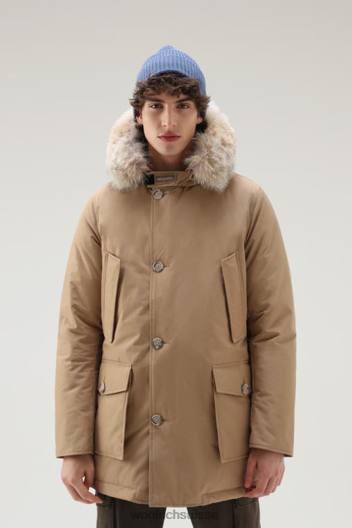 parka arctique en tissu ramar avec bordure en fourrure amovible kaki doré vêtements Hommes Woolrich 2FX2J858