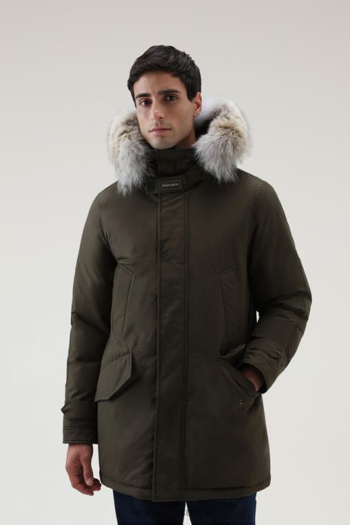 parka polaire en tissu ramar avec col montant et bordure en fourrure vert foncé vêtements Hommes Woolrich 2FX2J848