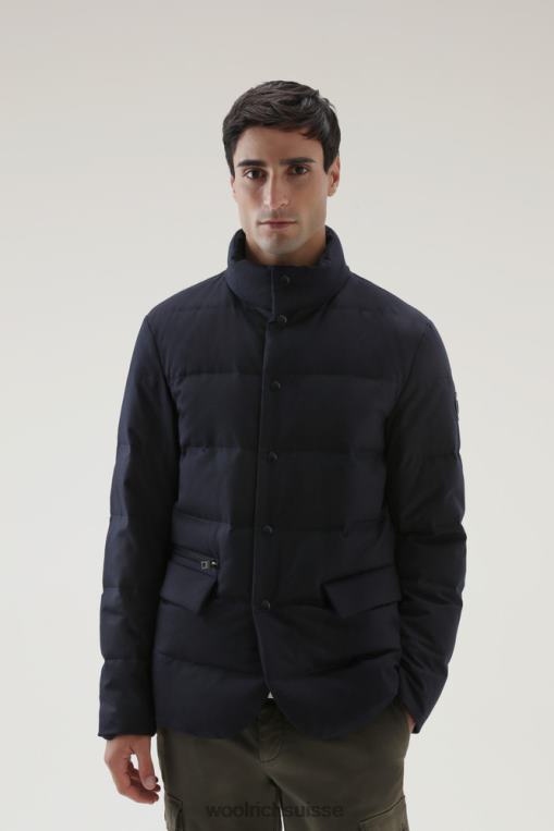 blazer luxueux en laine vitale barberis canonico bleu melton vêtements Hommes Woolrich 2FX2J637