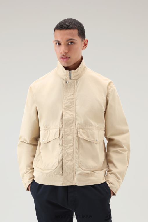 blouson aviateur ras du cou en pur coton teint en pièce plage de sable vêtements Hommes Woolrich 2FX2J577