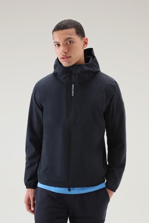 veste imperméable à capuche pacific bleu melton vêtements Hommes Woolrich 2FX2J374