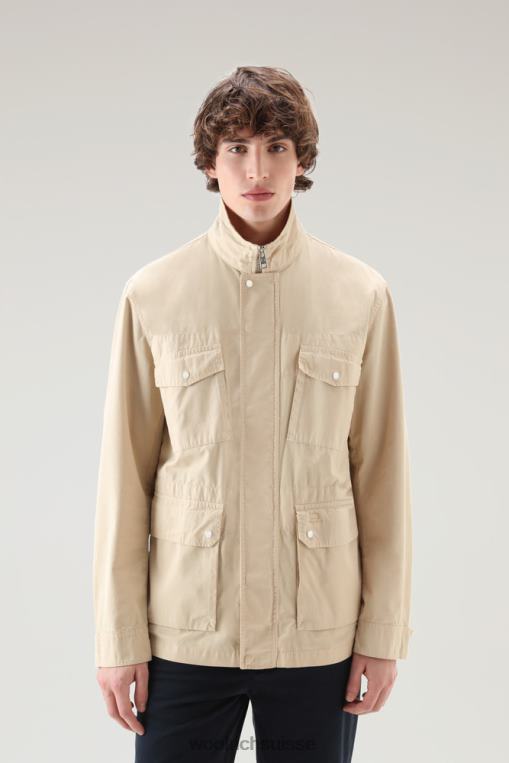 veste militaire teinte en pièce en pur coton plage de sable vêtements Hommes Woolrich 2FX2J447