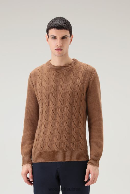 Col rond en maille torsadée en laine vierge brun d'Alaska vêtements Hommes Woolrich 2FX2J695