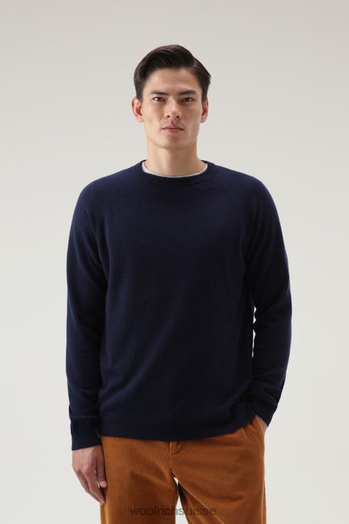 col rond de luxe en pur cachemire bleu melton vêtements Hommes Woolrich 2FX2J717