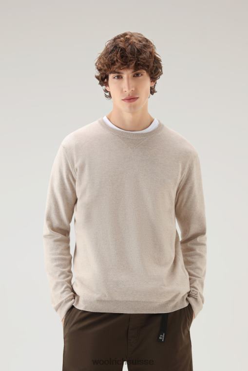 pull à col rond en pur coton beige mélangé vêtements Hommes Woolrich 2FX2J375