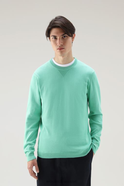 pull à col rond en pur coton vert du port vêtements Hommes Woolrich 2FX2J508
