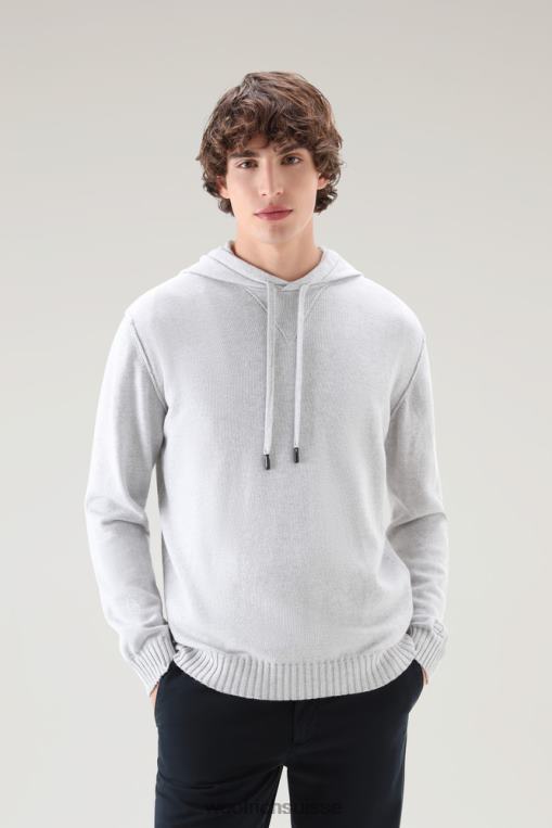 pull en pur coton avec capuche gris mélangé vêtements Hommes Woolrich 2FX2J393