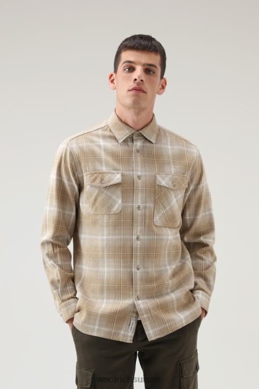 chemise à carreaux en flanelle cruiser chèque kaki doré vêtements Hommes Woolrich 2FX2J735