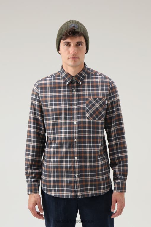 chemise à carreaux en flanelle de laine mélangée chèque marron vêtements Hommes Woolrich 2FX2J699