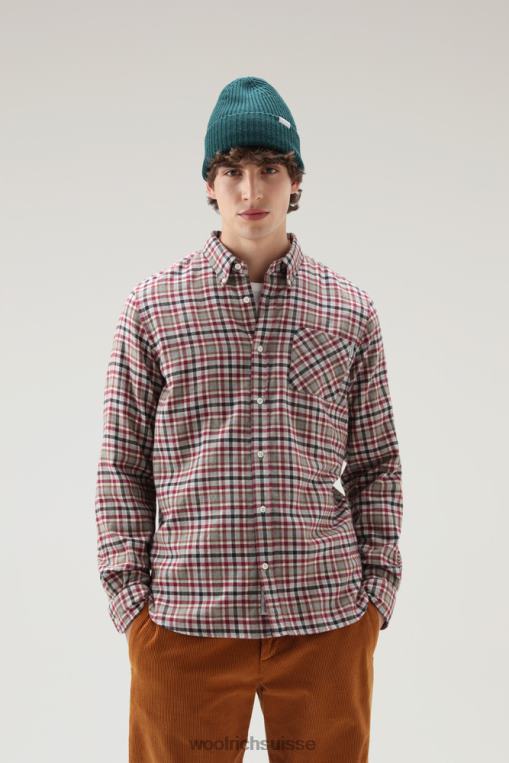 chemise à carreaux en flanelle de laine mélangée chèque rouge vêtements Hommes Woolrich 2FX2J705