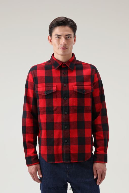 chemise à carreaux en flanelle oxbow buffle rouge vêtements Hommes Woolrich 2FX2J737