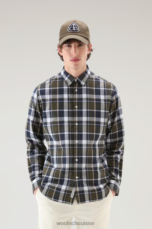 chemise à carreaux madras en popeline pur coton chèque vert foncé vêtements Hommes Woolrich 2FX2J437