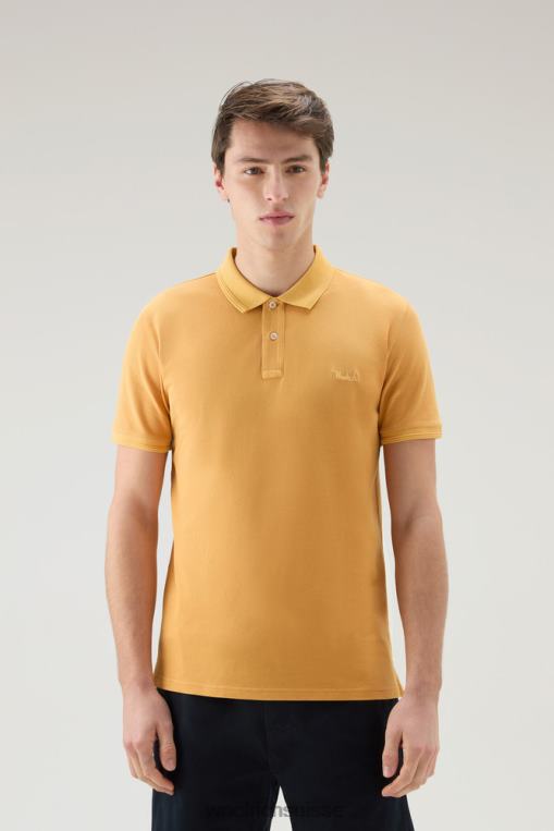 polo Mackinack en piqué de coton stretch teint en pièce jaune feu vêtements Hommes Woolrich 2FX2J794
