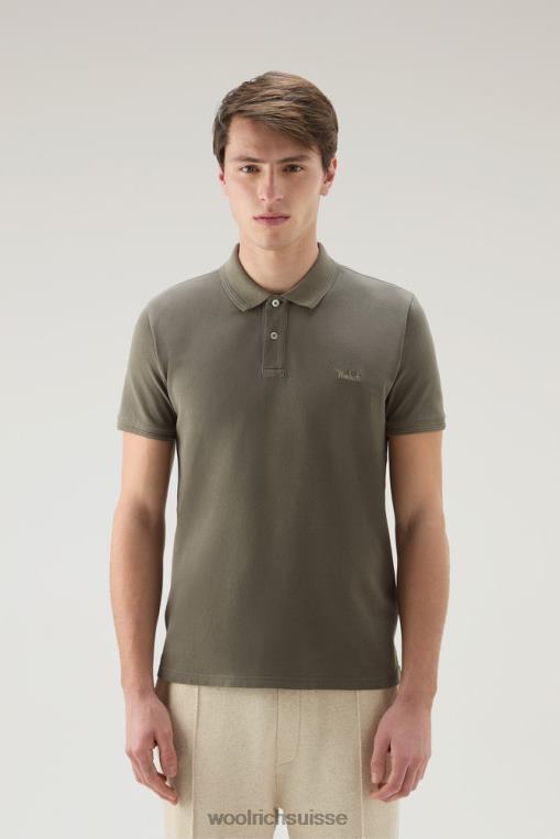 polo Mackinack en piqué de coton stretch teint en pièce vert foncé vêtements Hommes Woolrich 2FX2J788
