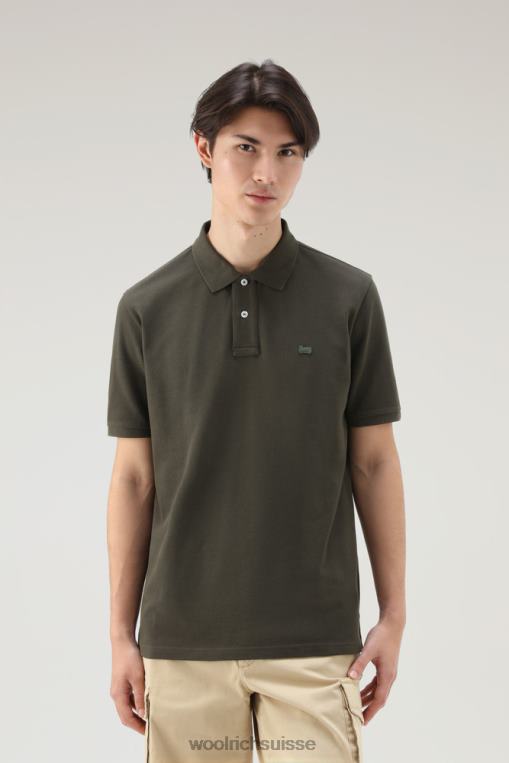 polo en piqué pur coton vert foncé vêtements Hommes Woolrich 2FX2J384