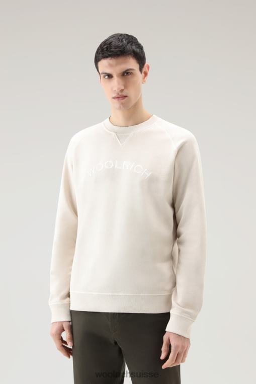 Col rond universitaire en molleton pur coton teint en pièce crème lactée vêtements Hommes Woolrich 2FX2J503