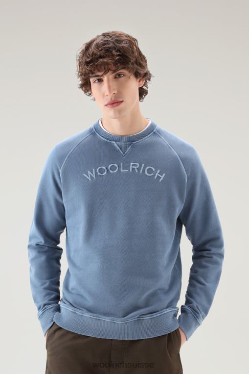 Col rond universitaire en molleton pur coton teint en pièce indigo vêtements Hommes Woolrich 2FX2J488