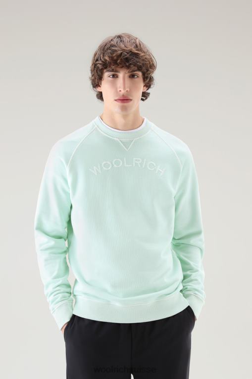 Col rond universitaire en molleton pur coton teint en pièce vert du port vêtements Hommes Woolrich 2FX2J489