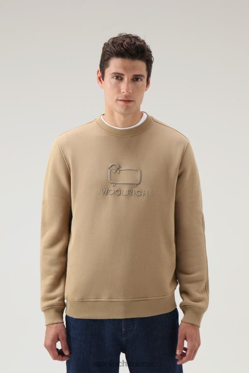 col rond classique en polaire avec logo brodé kaki doré vêtements Hommes Woolrich 2FX2J713