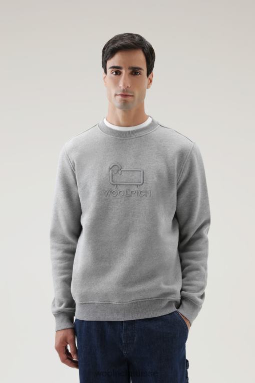 col rond classique en polaire avec logo brodé mélange gris moyen vêtements Hommes Woolrich 2FX2J710