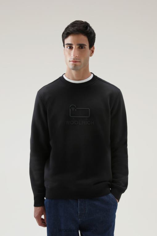 col rond classique en polaire avec logo brodé noir vêtements Hommes Woolrich 2FX2J728