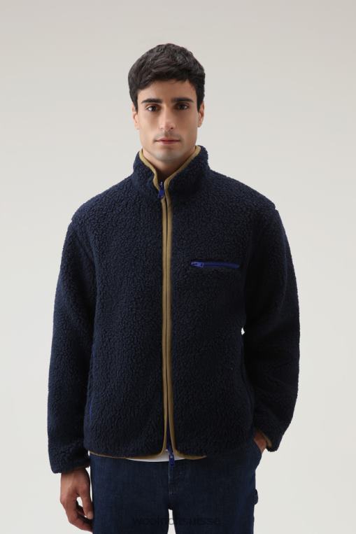 polaire bouclée réversible en nylon sherpa et taslan bleu melton vêtements Hommes Woolrich 2FX2J684