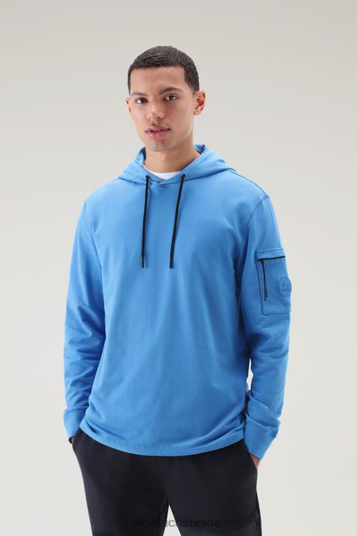 sweat à capuche en molleton pur coton avec poche zippée campanule bleue vêtements Hommes Woolrich 2FX2J587