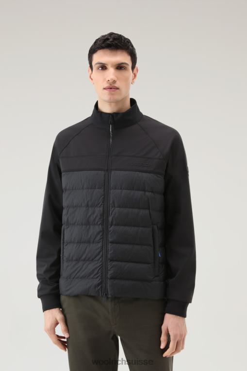 sweat zippé hybride en softshell et nylon froissé noir vêtements Hommes Woolrich 2FX2J502