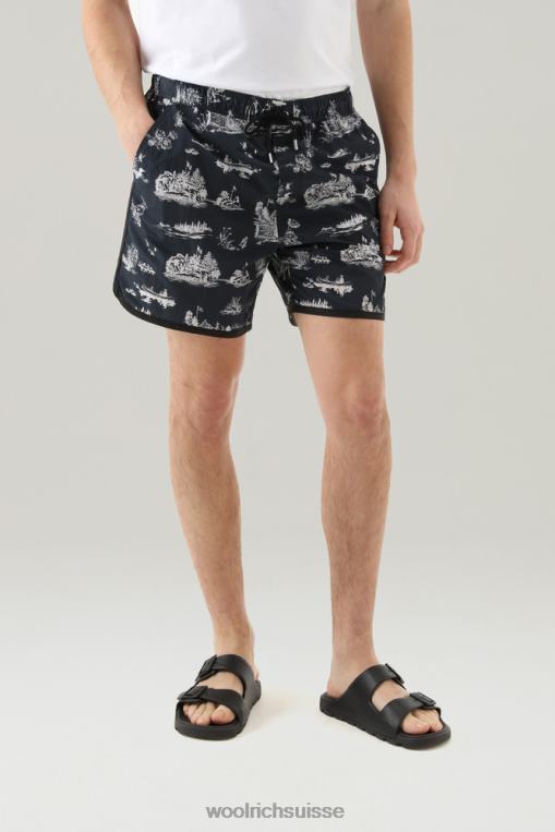 boardshort imprimé zavikon en nylon froissé ripstop bleu melton vêtements Hommes Woolrich 2FX2J459