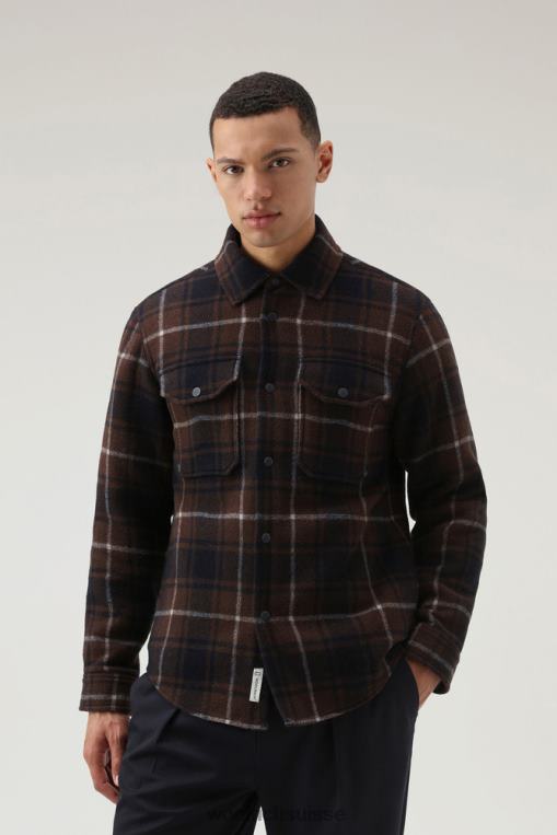 Surchemise à carreaux d'Alaska en laine mélangée contrecollée chèque marron vêtements Hommes Woolrich 2FX2J694