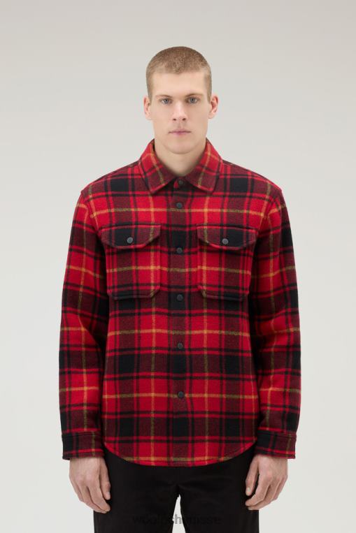 Surchemise à carreaux d'Alaska en laine mélangée contrecollée chèque rouge vêtements Hommes Woolrich 2FX2J654