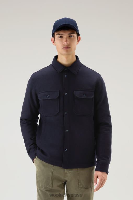 Surchemise matelassée Alaskan en mélange de laine italienne recyclée bleu melton vêtements Hommes Woolrich 2FX2J638