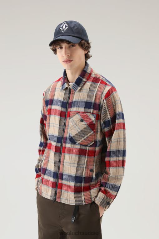 surchemise à carreaux Timber en tissu de laine et coton mélangés Manteco chèque rouge vêtements Hommes Woolrich 2FX2J397