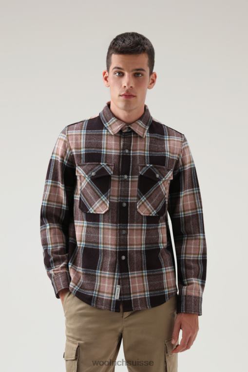 surchemise à carreaux d'Alaska en mélange de laine italienne recyclée chèque rose vêtements Hommes Woolrich 2FX2J704