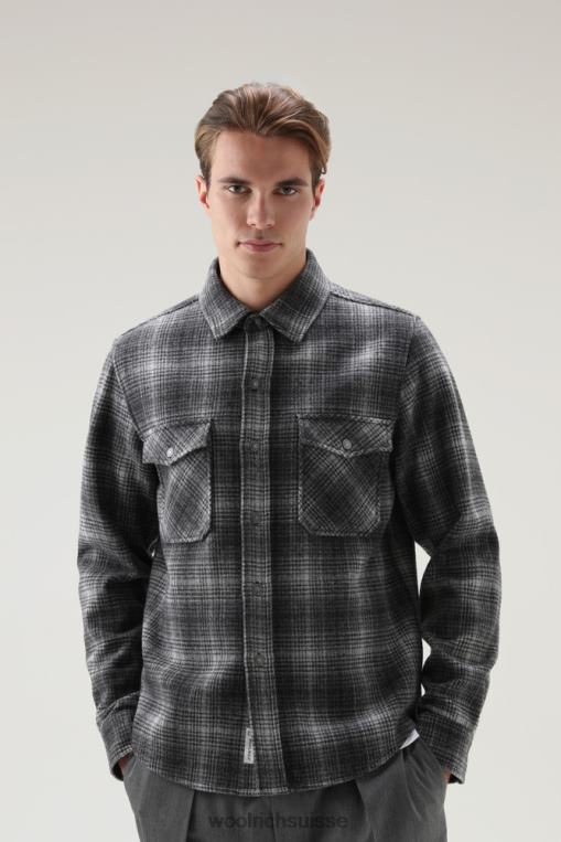 surchemise à carreaux d'Alaska en mélange de laine italienne recyclée chasse au gris vêtements Hommes Woolrich 2FX2J668