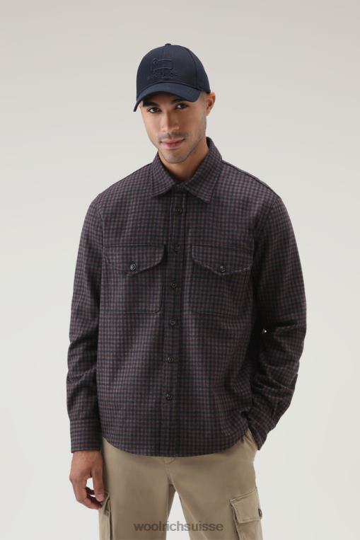 surchemise en flanelle oxbow en laine mélangée fabriquée aux États-Unis carreaux marron bleu vêtements Hommes Woolrich 2FX2J840