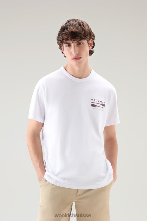 T-shirt Lakeside en jersey pur coton avec imprimé au dos blanc brillant vêtements Hommes Woolrich 2FX2J381