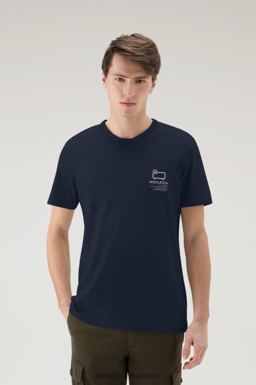 t-shirt en pur coton avec imprimé graphique Yellowstone bleu melton vêtements Hommes Woolrich 2FX2J519