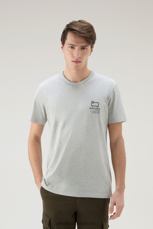 t-shirt en pur coton avec imprimé graphique Yellowstone mélange gris clair vêtements Hommes Woolrich 2FX2J434